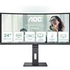 AOC Monitor PC Ultrawide 34" Curvo 3440x1440 100Hz VA Nero