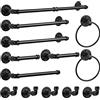 CADUKE Set da 13 pezzi di accessori per asciugamani da bagno nero Set di accessori per portasciugamani da bagno con tubo industriale Kit di accessori per portasciugamani da parete, porta carta igienica,