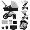 kk Kinderkraft Kinderkraft MOOV XL 3 in 1, Passeggino fino a 27 kg, Carrozzina, Con Seduta I-SIZE 40-75 cm, Pieghevole, Ammortizzatore, Convertibile, Navicella XL, Con Accessori, Grigio Chiaro
