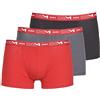 DIM Set di 3 boxer da uomo| Cotone elasticizzato traspirante | Vestibilità ottimale | Senza etichetta, Grigio piombo/Rosso Cile/Nero, 3XL