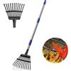 Bird Twig Rastrello da giardino, rastrello per foglie piccole per giardinaggio, 11 denti in metallo, larghezza 21,6 cm, manico lungo 198,1 cm, rastrello per foglie per prati, resistente, per cortile, prato,