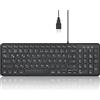Perixx PERIBOARD-213 DE - Tastiera USB compatta con tasti silenziosi per computer, tastierino numerico, laptop e tablet, nero, QWERTZ