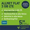 Mobilcom debitel MegaSim Allnet 5 GB in Rete Telefónica (5 GB LTE Internet Flat Max 21,6 MBit/s, Telefono e SMS Flat in Tutte Le reti DT, Piatto UE per Roaming per 5,99 EUR/Mese)