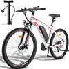 Fafrees Bicicletta Elettrica 26 Bici Elettrica Mountain Bike 21 Velocità Batteria Rimovibile 36V13Ah EBike Uomo Donna Adulti, Freni a Disco Meccanici, Autonomia di 80-100km, Bianco, con Pompa da Bici