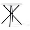 FurnitureR Tavolo da pranzo rotondo, diametro 80 cm, altezza 75 cm, design scandinavo, effetto marmo bianco con struttura in metallo nero, effetto marmo bianco