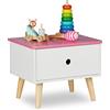 Relaxdays Comodino da Letto per Bambini, con Cassetto, HLP 31 x 38 x 30 cm, Cameretta Bimbi, Legno e MDF, Bianco Rosa