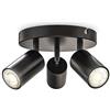 B.K.Licht faretti da soffitto orientabili, attacco per 3 lampadine GU10 non incluse, plafoniera moderna in metallo nero opaco, diametro 19cm, lampada da soffitto rotonda per camera da letto o salotto