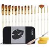 ARTIFY art supplies Artify - Set di 15 pennelli per pittura acrilica, ad olio, a guazzo e ad acquerelli, include custodia per il trasporto con supporto estraibile con spatola e 2 spugne