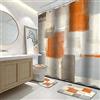 Lnond Set di 4 tende da doccia da bagno con tappeti, moderna pittura artistica arancione e bianca, set da bagno con tenda da doccia, tappeti e accessori