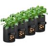 OPPOLIFE Confezione da 4 sacchetti per la coltivazione di patate da 10 galloni con finestrelle, vasi in tessuto di aerazione resistente con manici per giardino e piantagione (nero)
