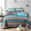 NEWLAKE Set di trapunte patchwork in cotone stile jacquard a righe, misura doppia
