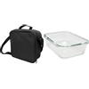 Nerthus FIH 1498 lunch bag termica nera con contenitore ermetico vetro 1L borsa isolante con manico ideale per lavoro ufficio