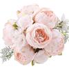 Flojery Bouquet di peonie artificiali in seta, vintage, per la decorazione della casa, festa di nozze (1 pezzo, rosa pesca)