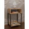 ETNIC ART Comodino design moderno minimalista, tavolino da salotto 3 ripiani, scaffale da terra legno e metallo alta qualità comodino camera da letto tavolino da salotto moderno (ROVERE)