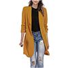 IQYU Cappotto da donna, lungo, estivo, blazer, da donna, a vita lunga, elegante, a maniche lunghe, da lavoro, slim fit, con risvolto, blazer, casual, blazer, lavoro, ufficio, bottoni, open, giallo., L