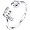 Suplight Anello Donna Lettera F Anello Donna Argento Sterling 925 Ornato con ZC Anello Donna Cuore Anello Regolabile Donna Anello con Iniziale F Regalo per Donna