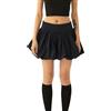 Geagodelia Gonna corta da donna estiva a vita elastica, tinta unita, gonna a trapezio chic alla moda, Nero , S