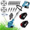 Voltix Decespugliatore a batteria, Tagliaerba Elettrico Senza Filo, Tagliabordi con 2 Batteria Testata Regolabile e Maniglia Telescopica (Blu)
