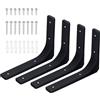 Swpeet 4 Pack 8 L x 6 H Staffa della mensola della parete del ferro, Staffa di supporto della mensola resistente, Staffa della mensola galleggiante, Kit di supporto dell'angolo decorativo L Staffa