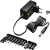 goobay 64568 Alimentatore universale 3 V - 12 V, max. 12 W/DC adattatore di ricambio per TV, PC, router, striscia LED/Tensione variabile/USB C, Micro USB/Incl. 11 adattatori/Nero
