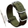 MZBUTIQ 28mm Verde Cinturino Orologio Uomo Nylon di Ricambio 5 anelli