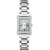 Emporio Armani Orologio da donna, cassa rettangolare da 22 mm, movimento al quarzo a due lancette con cinturino in acciaio o in pelle, 22 mm, Argento chiaro