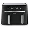 Moulinex Dual Easy Fry, Friggitrice ad Aria con Doppio Cestello XL, 8.3 L/2.2Kg, Capacità fino a 6-8 Persone, Doppia Resistenza Superiore, 7 Programmi, App Ricette, Lavabile in Lavastoviglie, EZ9018