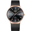 LIGE Orologio Uomo Oro Rosa, Orologi Uomo al Quarzo Analogico, Impermeabile 3ATM, Bracciale Nero in Acciaio Inox, Con Funzione Calendario, Regalo di Lusso per Lui, Business Elegante Casual Abbinati