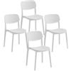 Set 4 sedie in plastica - bianco bianco