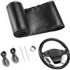 YUNZHISHIYE Coprivolante In Vera Pelle,Coprivolante Auto Universale,Copri Volante Per Auto Accessori Interni, Adatto Per Fiat 500/Panda/Golf/Peugeot/Jeep/Ford/Mercedes(Linea nera lucida)