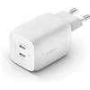 Belkin Doppio caricabatteria da parete USB-C da 65 W, ricarica rapida PD 3.0, caricatore USB C con tecnologia GaN per iPhone 16, 15, 14, 13, 12, Pro, Pro Max, iPad, MacBook, Galaxy S24, S23, S22, Tab