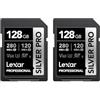 Lexar SILVER PRO Scheda SD 2x128GB, Scheda di memoria SD UHS-II, V60, U3, C10, Fino a 280MB/s in lettura, 120MB/s in scrittura, Scheda SDXC per DSLR/fotocamera/fotografo/videografo (LSDSIPR128G-B2NAA)