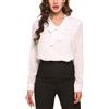 Beyove Classics - Camicia casual da donna, con scollo a V, casual, a maniche lunghe, tinta unita, bianco, XXL, bianco, XXL