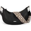 Gladdon Borsa a tracolla ecologica in similpelle, borsa media tracolla regolabile modello intrecciato singola borsa a tracolla borsa a tracolla alla moda, Nero