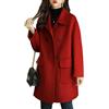 BININBOX Cappotto in lana Elegante e Moderna per Donna, Trench coat di Modello a Mezza Lunghezza con Grandi Tasche Resistente ai Venti (L,Rosso)