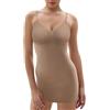 SHAPERX Gonna Modellante Donna Snellente Body Contenitiva Shaping Shapewear Slip Spallino Regolabile, UK-SZ5827-Beige-L/XL