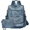 YALIZHNA Zaino da donna in pelle PU, zaino casual, alla moda, antifurto, grande zaino da viaggio da donna, grigio., L