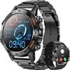PODOEIL Smartwatch militare in metallo da uomo, 1.39 HD Screen Tattico Outdoor Rugged Watch con Health Monitor, 108 Modalità Sportive Activity Tracker Smart Watch per iPhone Andriod Samsung