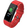 perfk Smartwatch Donna Orologio Contapassi Orologio Sportivo Uomo/Messaggio Push, Misurazione della Pressione Sanguigna, Ricarica USB - Rosso