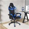 DEGHI Poltrona da gaming girevole in similpelle nero e blu con poggiatesta e supporto lombare- Duty