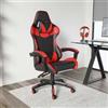DEGHI Poltrona da gaming girevole in similpelle nero e rosso con poggiatesta e supporto lombare - Duty