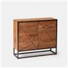 DEGHI Credenza 88x76h cm in legno di acacia e metallo nero con 2 ante - Freia Acacia