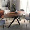 DEGHI Tavolo ovale 200x100 cm in legno di acacia con gambe incrociate in metallo nero - Freia Acacia