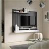 DEGHI Parete attrezzata sospesa 154x120h cm pannello antracite con porta tv e mensola bianco - Moyo