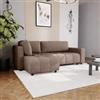 DEGHI Divano letto 3 posti in tessuto ciniglia tortora scuro con chaise longue a sinistra - Wellington
