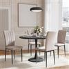 DEGHI Set 4 sedie con schienale alto in velluto beige e gambe in metallo nero - Madden