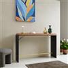 DEGHI Consolle 135x85h cm in legno noce benson e metallo nero con dettaglio oro - Colys