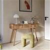 DEGHI Consolle 118x78h cm in legno di acacia cannettato con 2 cassetti e maniglia nera - Gunadi