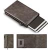 Manmaxim Portafoglio Uomo Slim Porta Carte di Credito Uomo Pop-up per 11-13 Cartes, Portacarte Uomoo Slim con Rfid Blocco, Porta Carte con Cerniera Portamonete, (Marrone, S Portamonete)