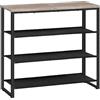 HOOBRO Scarpiera a 4 Ripiani, Scaffale Portascarpe, Organizzatore per 12-16 Paia di Scarpe con 3 Ripiani in Tessuto Oxford e Piano, per Ingresso e Armadio, Stile Industriale, Grigio Talpa EBG47XJ01G1